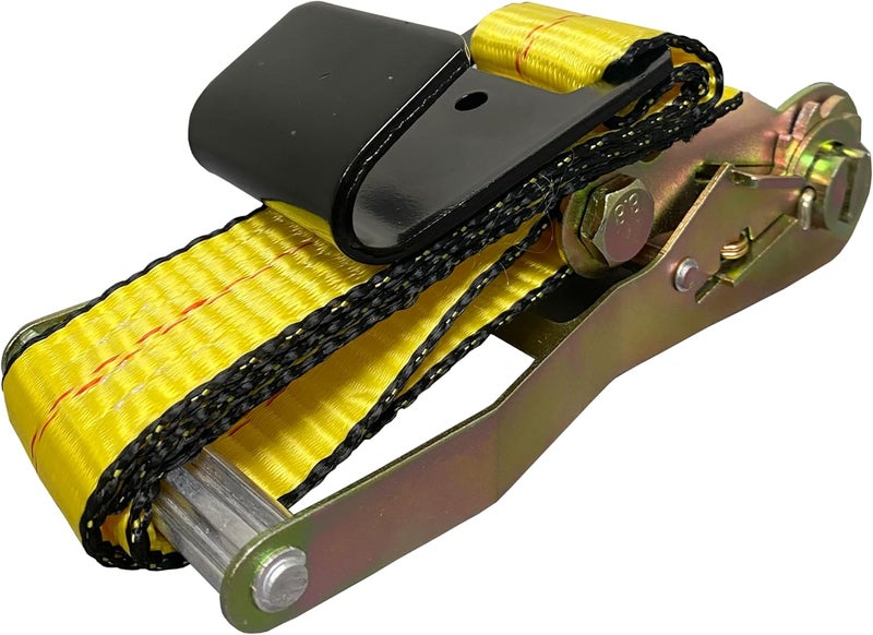 Everest - S1022 Premium Ratchet Tie Down 1 PK 2 IN. X 27 FT 3333 LBS. Working Load 10000 LBS. Break Strength Flat-Hook Cargo Straps - Moving Appliances and Equipment - Vibrant Yellow - Image 3